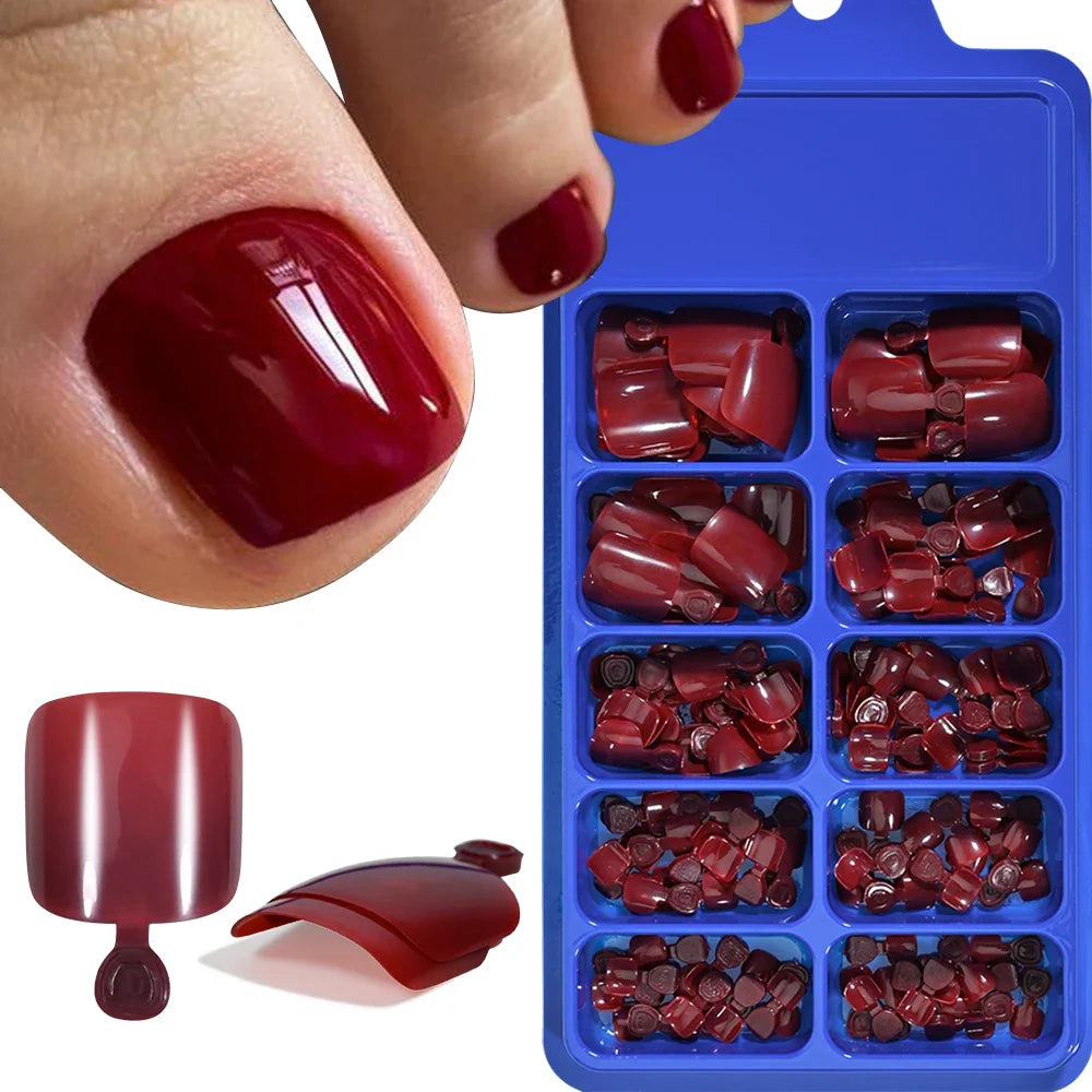 100/120pcs False Toenails French Short Square Full Cover Fake Toe Nails Acrylic Pink Clear White Press on Toenails For Women