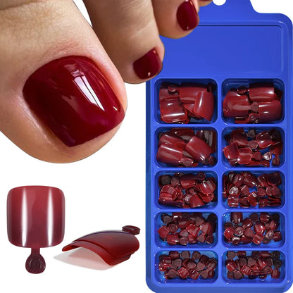100/120pcs False Toenails French Short Square Full Cover Fake Toe Nails Acrylic Pink Clear White Press on Toenails For Women