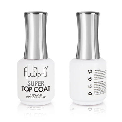 AWStorG15ml 2 IN 1 Crystal Top Coat Transparent Soak Off UV LED Nails Art Manicure Gel Nail Polish Varnishes Primer Function Gel
