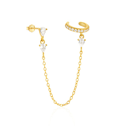CANNER 1PC 925 Sterling Silver Horse Eye Chain Tassel Zircon Drop Earrings For Women Ins Minimalism Geometric Earrings Gift