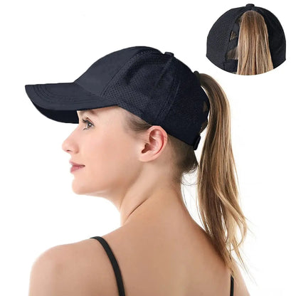 Quick Dry Ponytail Baseball Caps Women Criss Cross Messy Bun Snapback Hat Ponycap Trucker Hats Adjustable Outdoor Sports