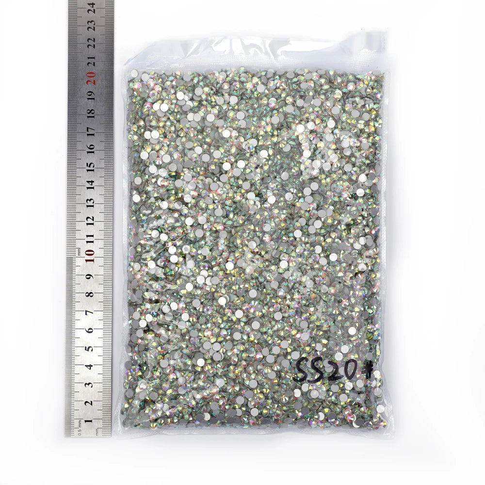 SS3-SS50 Big Bag Glitter Non hotfix FlatBack Wholesale Top Quality Better DMC Crystal AB Glass Strass Iron On Hotfix Rhinestones