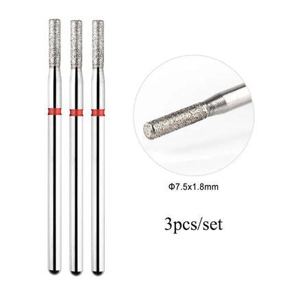 TP 3pcs/set Flame Diamond Nail Drill Bits 3/32'' Russian Electric File Bits Milling Cutter for Manicure Cuticle Remove Nail Tool