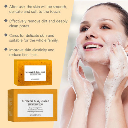 Turmeric Kojic Acid Glow Soap Dark Spot Acne Removal Even Skin Tone Smooth Skin Deep Cleansing Oil Control Face Skin Care