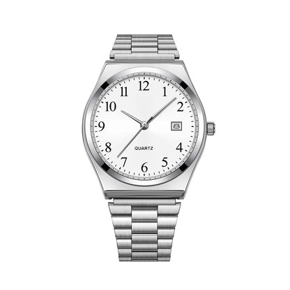 LUCKY FOX - Stylish & Minimalist Stainless Steel Wristwatch with Black Dial - Precise Timekeeping for Everyday