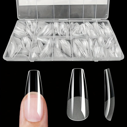 600Pcs False Nail Tips Semi-Matte Finish Almond French Coffin Stiletto Oval Square Shapes with Front Edge Thickened Fingertips