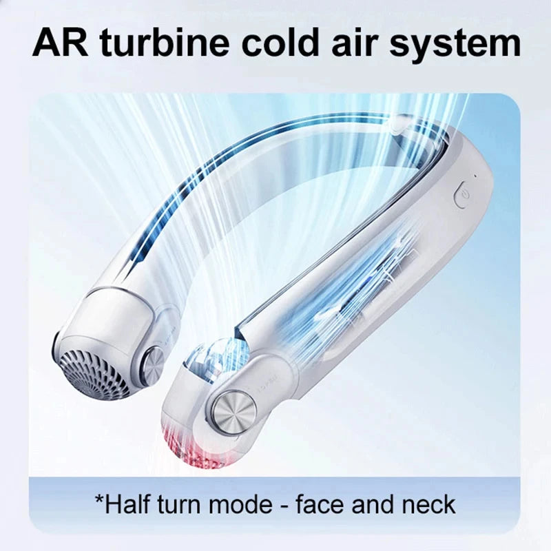 Portable Hanging Neck Fan Bladeless Mounted Mini USB Rechargeable Mute LED Digital Display Electric Fan Summer Air Cooler