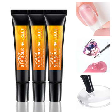 Quick-Dry Nail Glue，Semi solid Super Strong Adhesive For Press-On Nails，Rhinestones，Acrylic Nails，Fake Nail，No need UV/LED Cured