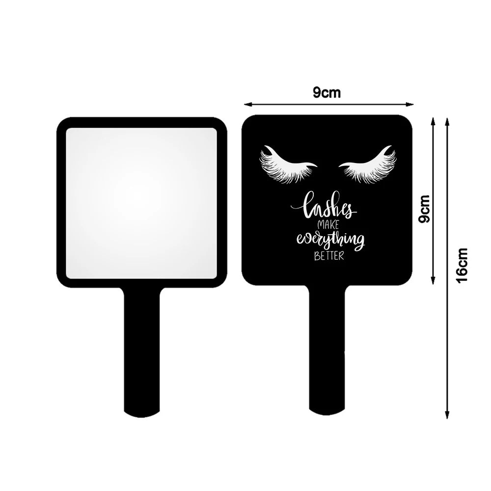 1 Pc Eyelash Extension Mirror Pink/Black/White Small 9x9cm Square Shape Portable Lash Artist Handheld Mirror Salon Accessories