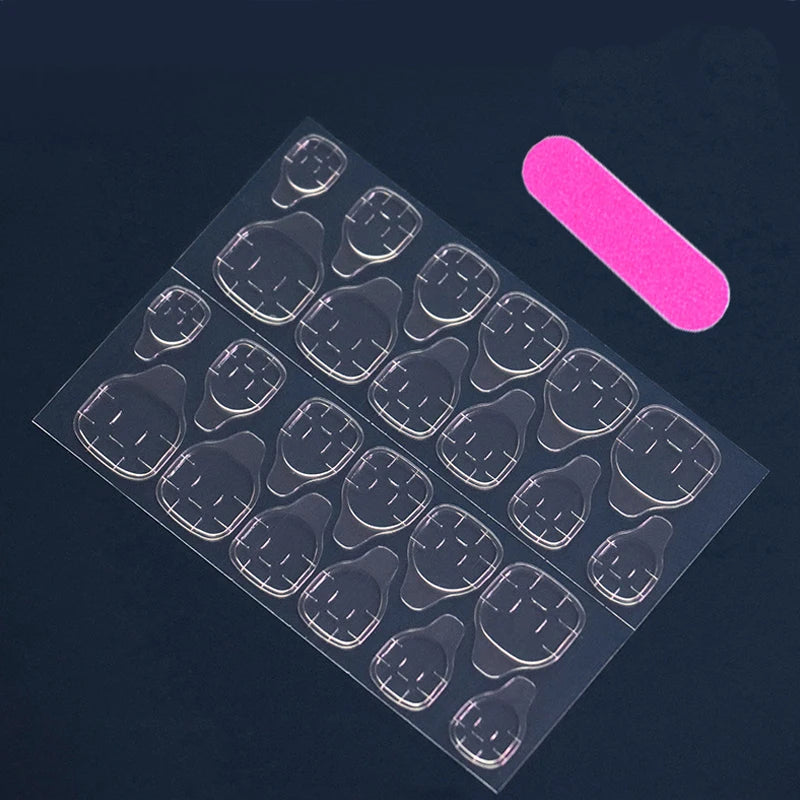 24 Square Short Fake Nails +1 Nail File +1 Piece of Jelly Glue