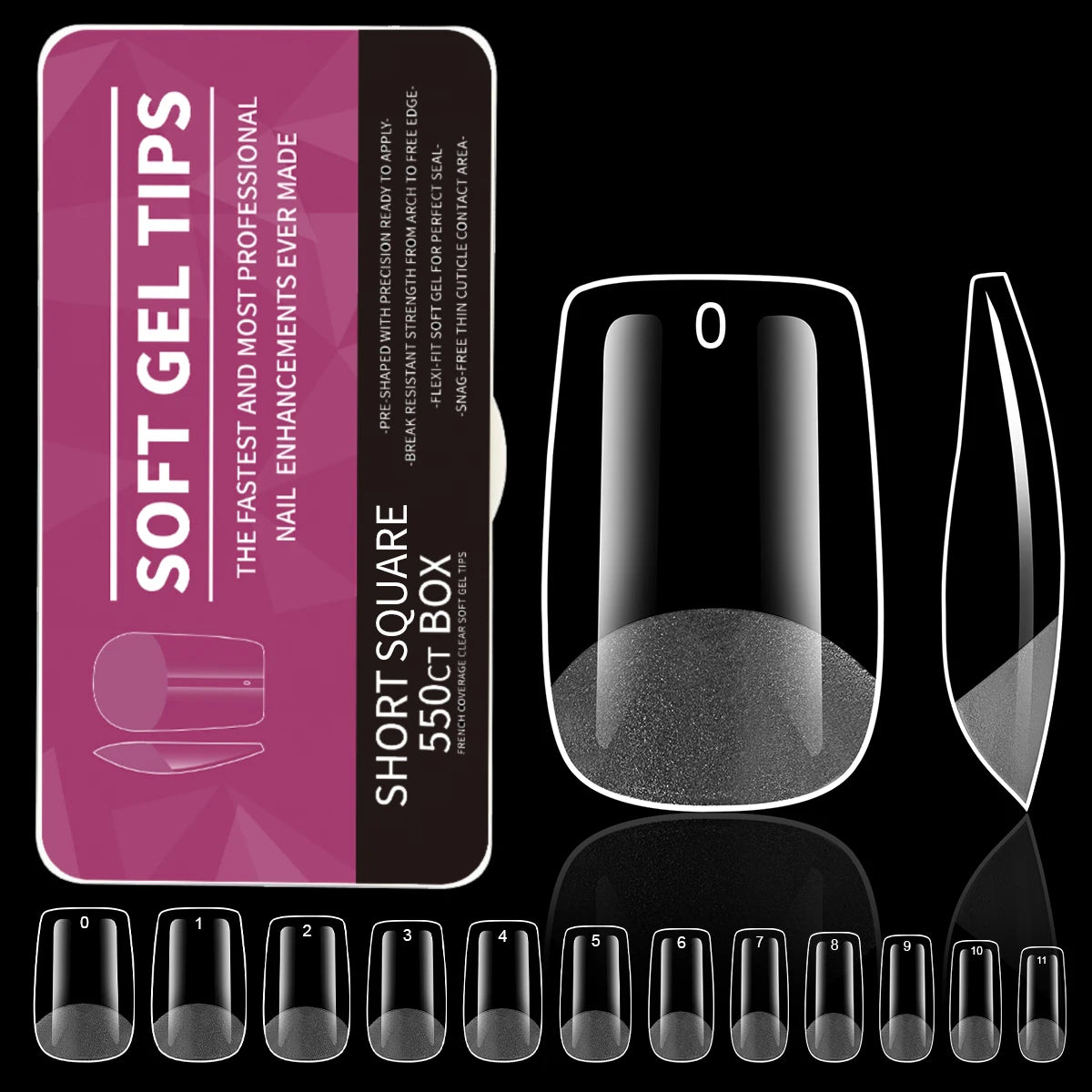 550Pcs Transparent Acrylic Fake Nails Full Half Cover Nail Tips Handmade Press On Nails 9 Styles Soft Gel Tips For Nail DIY