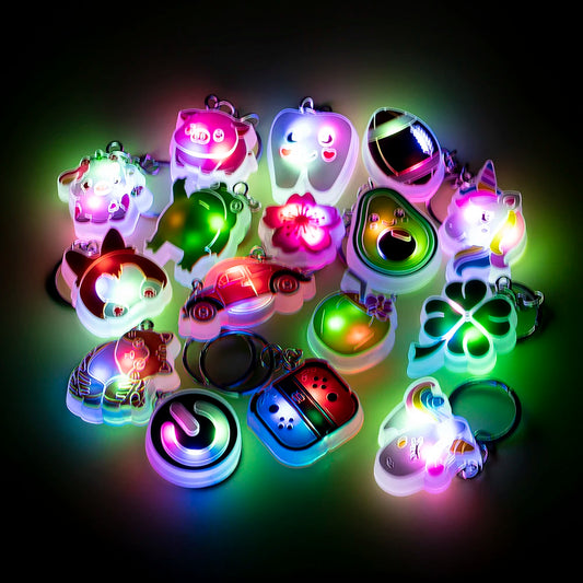 1PCS LED Keychains New Arrival Cute Unicorn Joystick Pig Flower Cat Cow Luminous Keyring Accessories for Car Women Men Key Gifts