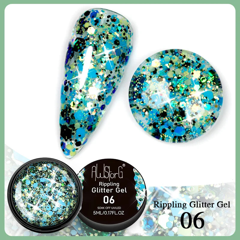 BOZLIN 5ml Sparkling Chameleon Mica Shell Gel Polish Colorful Sequins Manicure Semi Permanent Soak Off Nail Art Gel Varnish