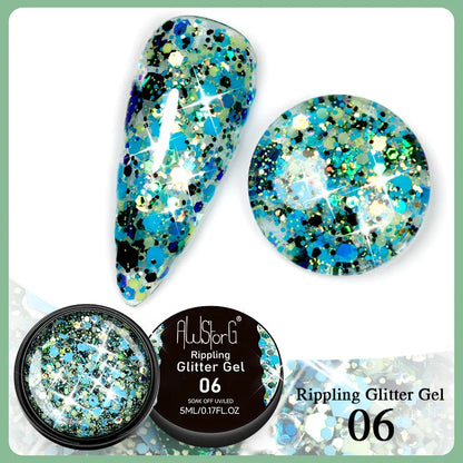 BOZLIN 5ml Sparkling Chameleon Mica Shell Gel Polish Colorful Sequins Manicure Semi Permanent Soak Off Nail Art Gel Varnish