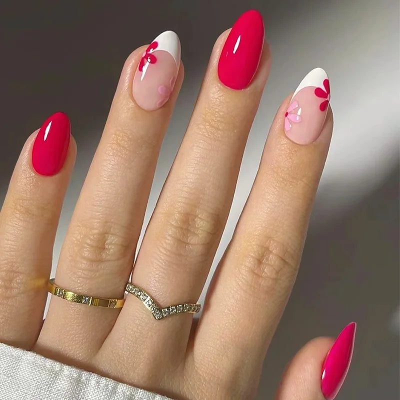 24Pcs Solid Nude Color Fake Nails with Jelly Glue Short Almond Press on False Nails Wearable Oval Finished Full Cover Nail Tips