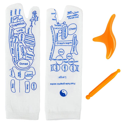 Reflexology Socks with Massage Tool Foot Massage Acupressure Socks English Illustration Relieve Tired Feet Reflexology Socks