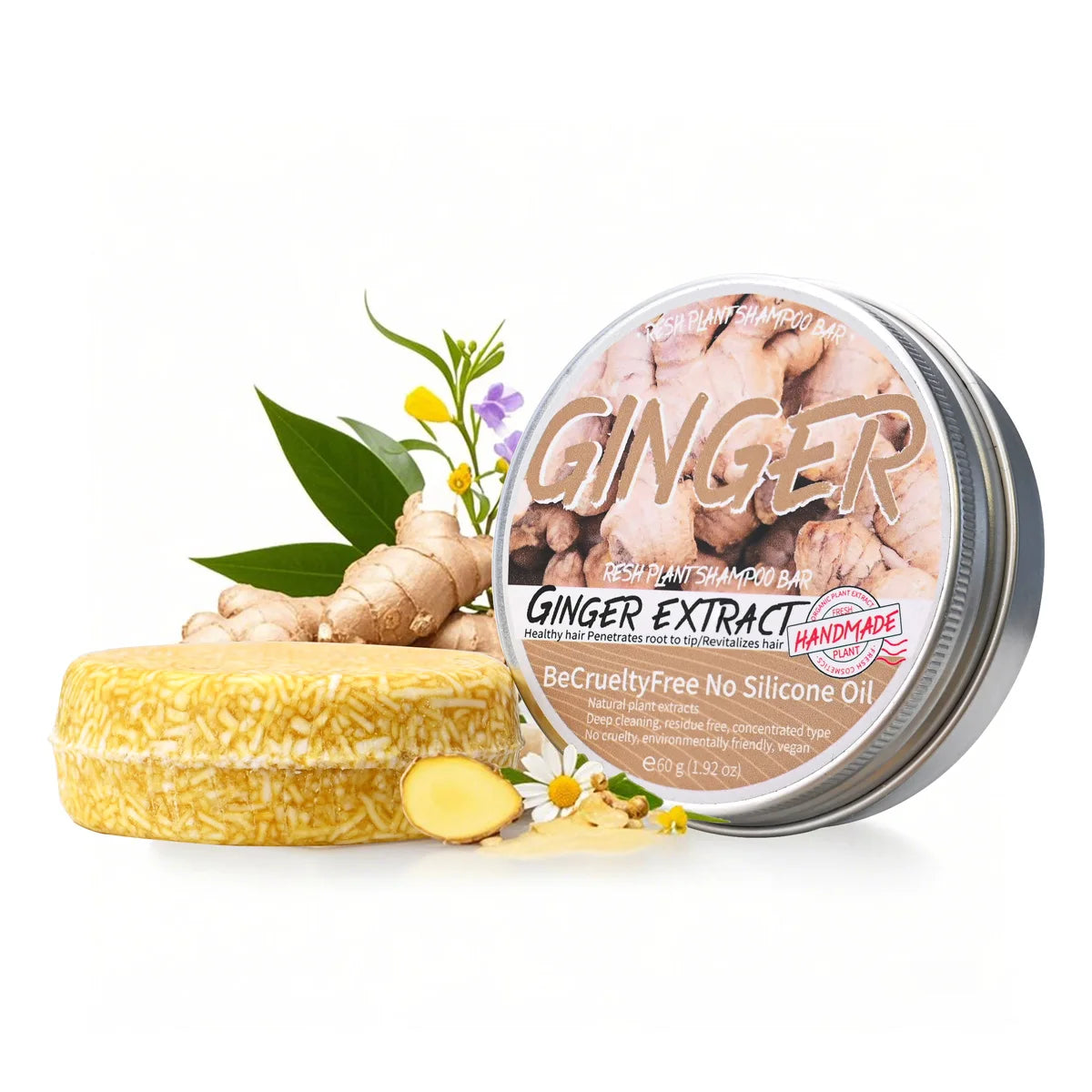 Ginger solid shampoo soap, refreshing and oil controlling glycerin soap, summer men's and women's hair care soap