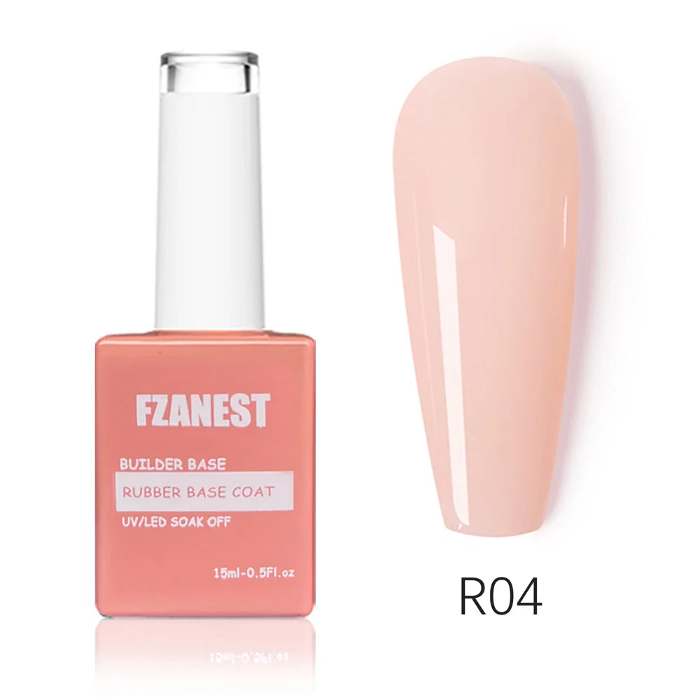 FZANEST 5 in 1 Multifunctional Rubber Base Gel Rubber Builder Base Nail Gel Nude Color Extension Nail Strengthen Gel Nails