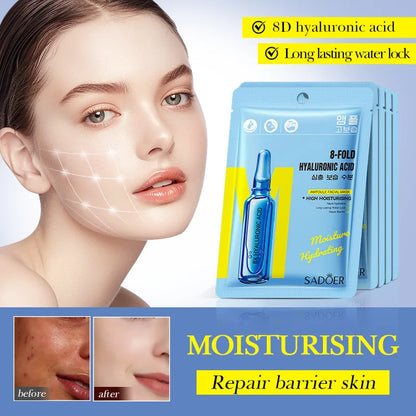 5/10pcs SADOER Nicotinamide Vitamin C Face Mask Hyaluronic Acid Moisturizing Hydrating Facial Masks Korean Cosmetics Skin Care