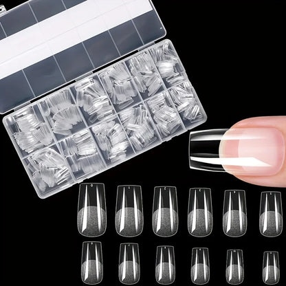 600Pcs Full Cover Press On Nail Tips Stiletto Almond Square Coffin French False Fake Soak Off Gel Nail Extension Tips Capsule