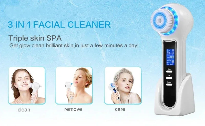5 in 1 Electric Facial Cleansing Brush Blackhead Remover Vacuum With Rechargeable Face Spin Brush Facial Pore Deep Cleansing