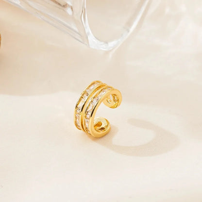 3 Pcs Zircon Korean Wave Multilayer Geometry Ear Cuff Clip on Earrings For Women Without Piercing Non-pierced Jewelry Hot