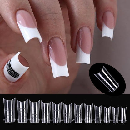 60Pcs/Bag Nail Forms For Nail Extension Half/Full Cover Nail Tips For Quick Building UV Gel Long Coffin False Tips Nail Forms