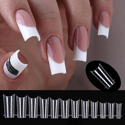 60Pcs/Bag Nail Forms For Nail Extension Half/Full Cover Nail Tips For Quick Building UV Gel Long Coffin False Tips Nail Forms