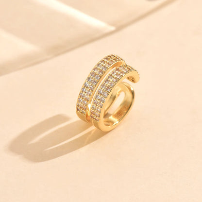 3 Pcs Zircon Korean Wave Multilayer Geometry Ear Cuff Clip on Earrings For Women Without Piercing Non-pierced Jewelry Hot