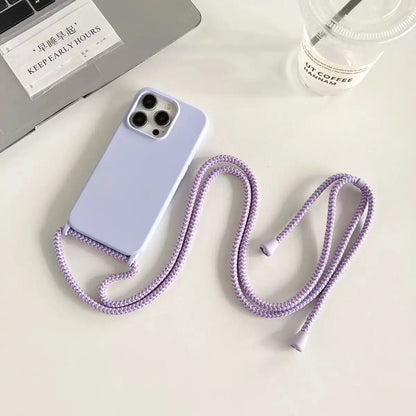 Necklace Strap Cord Crossbody Lanyard Liquid Silicone Case For iPhone 16 Pro 15 14 13 Pro max 12 12mini 7 8 plus