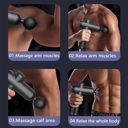 Portable Massage Gun with 8 Heads 99 Speed Levels High Power Muscle Relaxation for Athletes and Fitness Enthusiasts