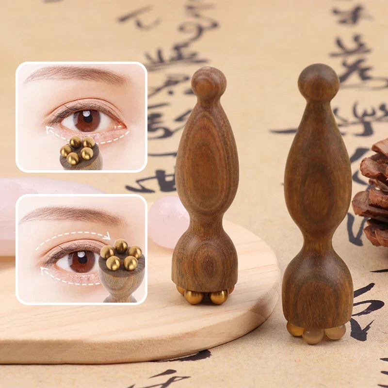 Lotus Seedpod Shape Massager Facial Physiotherapy Tool Green Sandalwood Face Massage Tools Gua Sha Face Skin Care Massage Sticks