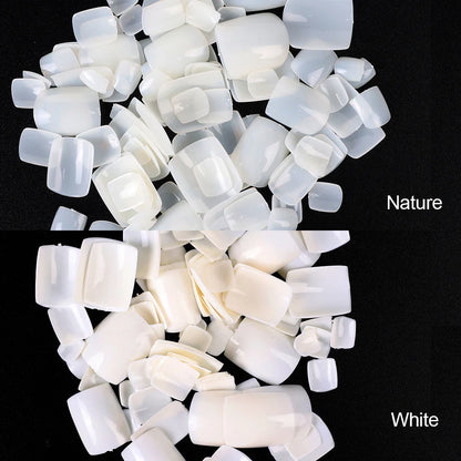 100pcs False Toe Nails Tips Full Cover Press on Toe Foot Nails Tips Artificial Acrylic Nail Capsules False Nail Manicure Tools