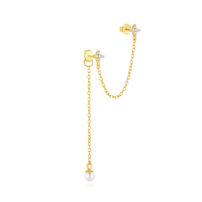 CANNER 1PC 925 Sterling Silver Horse Eye Chain Tassel Zircon Drop Earrings For Women Ins Minimalism Geometric Earrings Gift