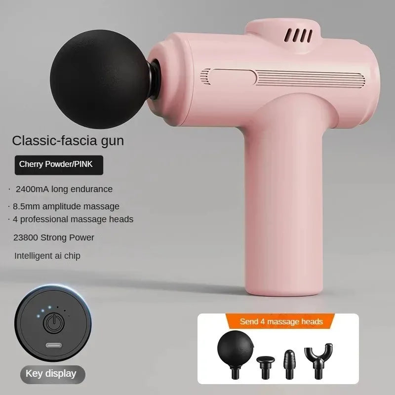 Professional Mini Massage Gun Muscle Recovery Tool with 8 Heads USB Rechargeable Vibrating Fascia Machine for Body Relaxation