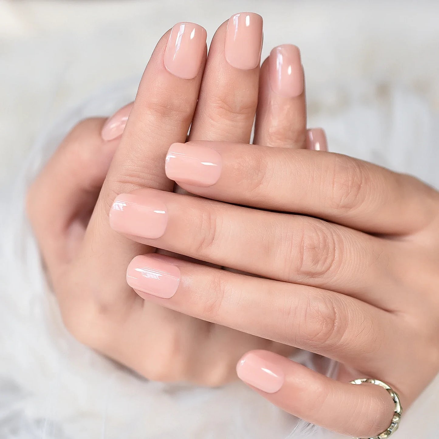 IMABC  Press On False Nails 24pcs Short Square Soft Gel Nails(Soft Acrylic Material) 4 Colors For Women And Girls Fashion