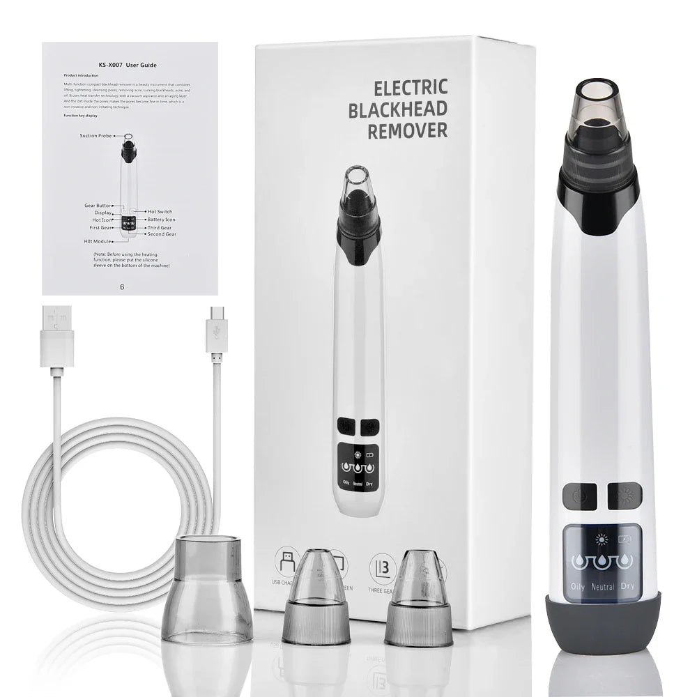 Facial Blackhead Remover Pore Cleaner Heat Function Nose T Zone Face Deep Acne Pimple Removal Face Household SPA Skincare Tools