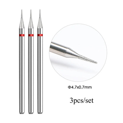 TP 3pcs/set Flame Diamond Nail Drill Bits 3/32'' Russian Electric File Bits Milling Cutter for Manicure Cuticle Remove Nail Tool