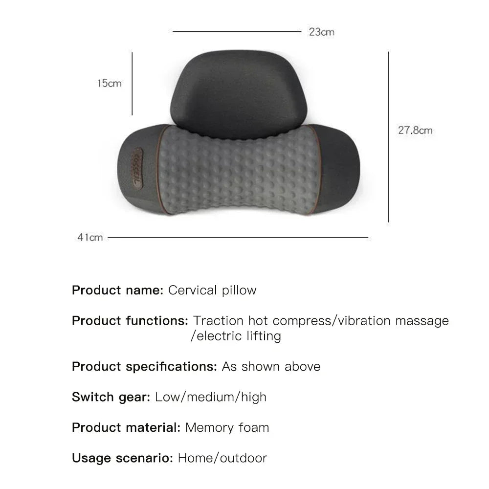 Okayso Electric Massager Cervical Pillow Hot Compress Vibration Massage Neck Traction Relax Sleeping Pillow Spine Support Normal