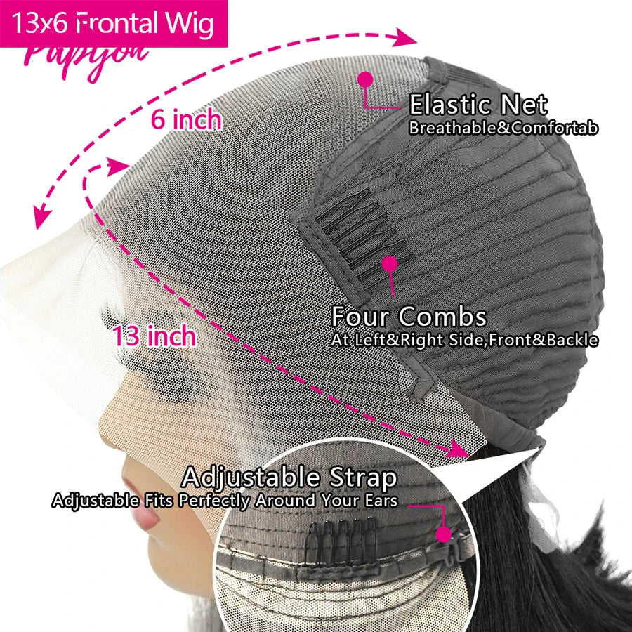 13x6 Straight Lace Frontal Brazilian Human Hair Short Bob Wig For Women Straight Transparent Lace Front Bob Wigs 8-14Inch