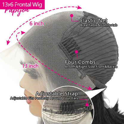13x6 Straight Lace Frontal Brazilian Human Hair Short Bob Wig For Women Straight Transparent Lace Front Bob Wigs 8-14Inch