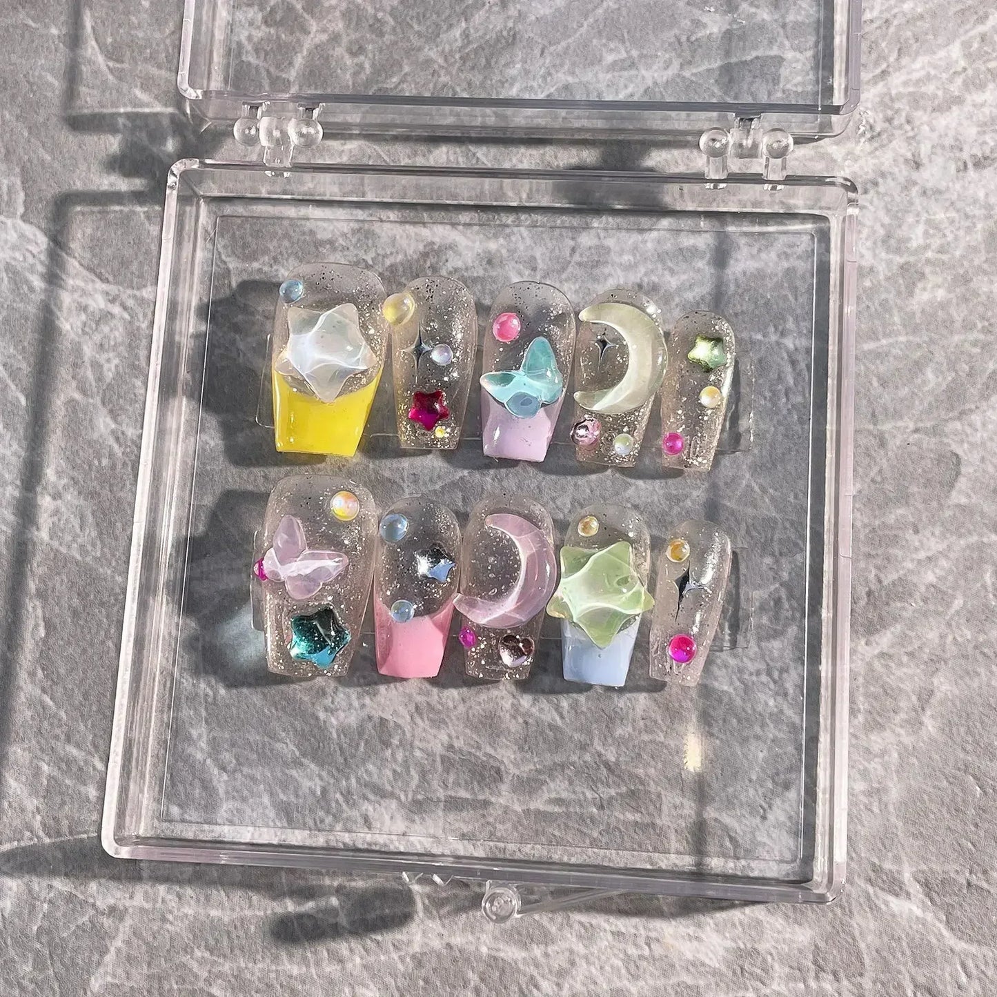 10Pcs French Handmade Press on Nails Candy Color Fake Nails Wearable Stick-on Nails False Nail Uñas Postizas Накладные Ногти 네일팁