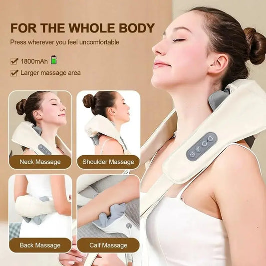 20W Brushless Motor Neck And Shoulder Massager Wireless Shoulder And Back Kneading Massage Shawl Neck masajeador