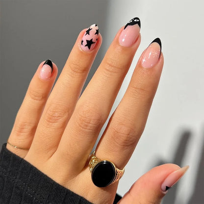 24pcs White Flower Fake Nail Tips Ins Yellow Pink Blush False Nails Wearable Full Cover European Almond Shaped Press on Nails