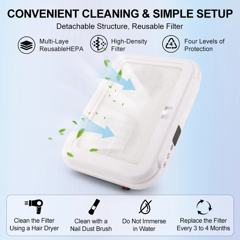 Powerful Suction 170w Nail Dust Collector Manicure Machine 2 Fans Vacuum Cleaner Nail Art Suction with Removable Filter Screen