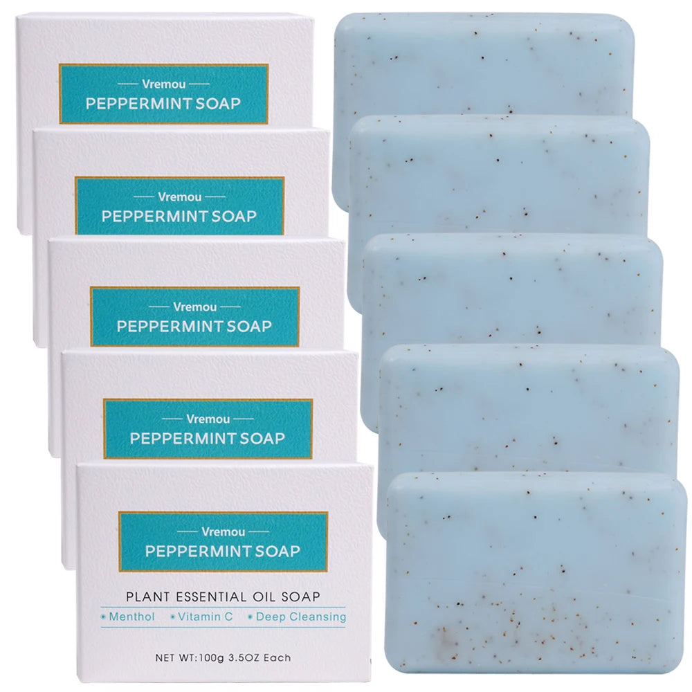 1Pcs/5Pcs Lavender Soap, Exfoliating Cream Granule Essential Oil Soap, Male And Female Cleansing Body Bath Fragrance Soap