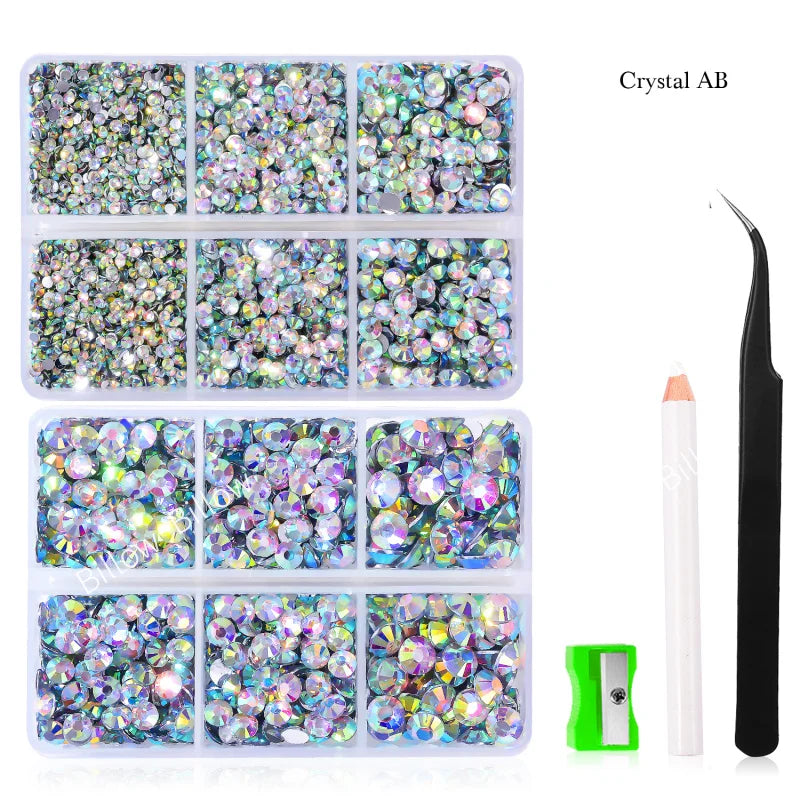 Mix Size Glitter Resin Non Hotfix Rhinestones Box стразы DIY Nails Crystals Strass Diamond for Nail Art vestidos 원피스 elbise Dres