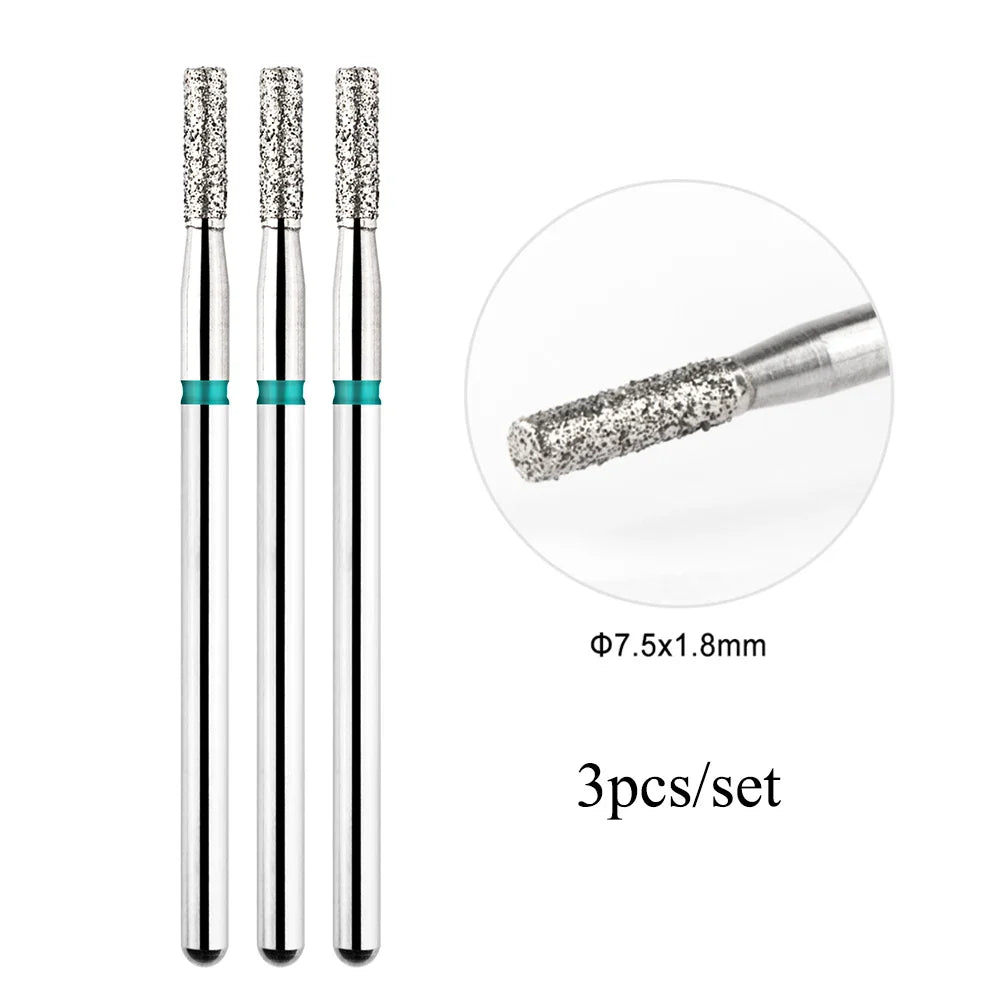 TP 3pcs/set Flame Diamond Nail Drill Bits 3/32'' Russian Electric File Bits Milling Cutter for Manicure Cuticle Remove Nail Tool