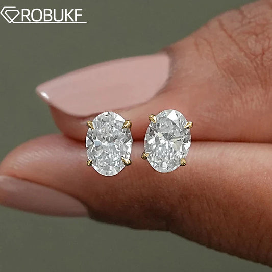 1-4ct Oval Cut Moissanite Stud Earring for Women Men D Color Sparkling Diamond 925 Sterling Silver Ear Studs Party Jewelry Gifts
