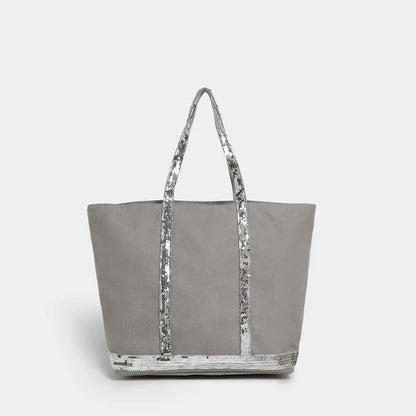 Retro Large-capacity Canvas Tote Bag Brand Contrast Color Sequins Highquality Handbag Unisex Large Travel Shoulder Messenger Bag